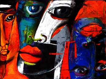 abstract painting of faces