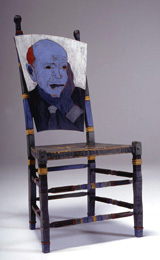 hand painted and incised wood chair